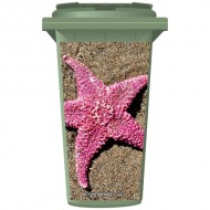 Pink Star Fish On The Beach Wheelie Bin Sticker Panel